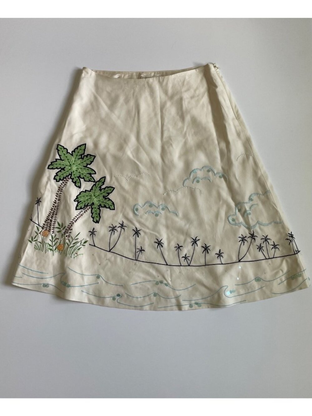 Vintage Y2K Tommy Bahama Tropical Beach Beaded Silk Mini Skirt Women’s Size 2